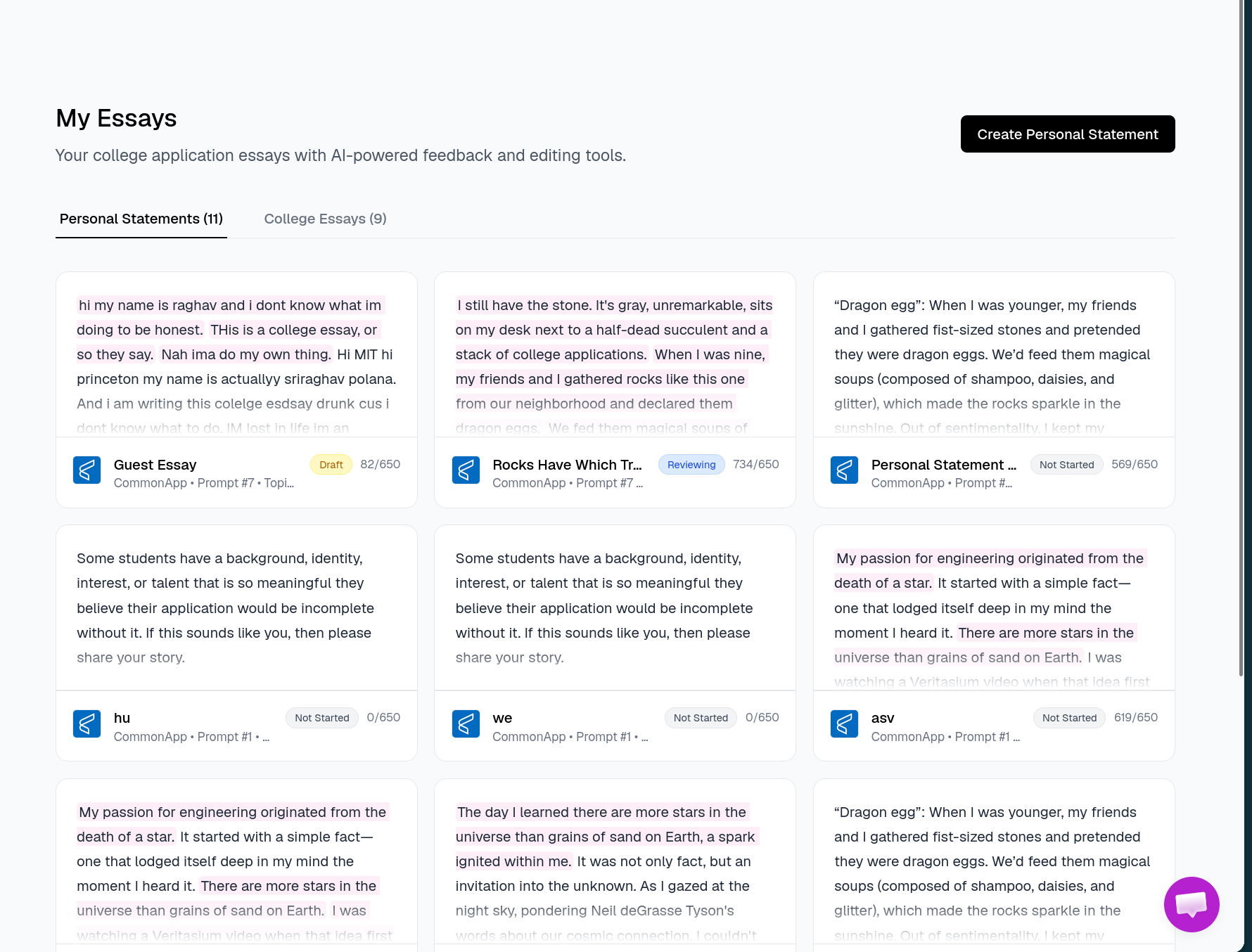 All your essays in one place